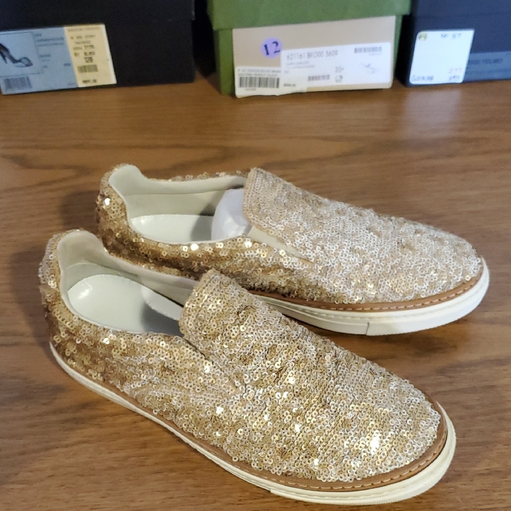 Margiela Gold Sequin Slip-On Women's Shoes